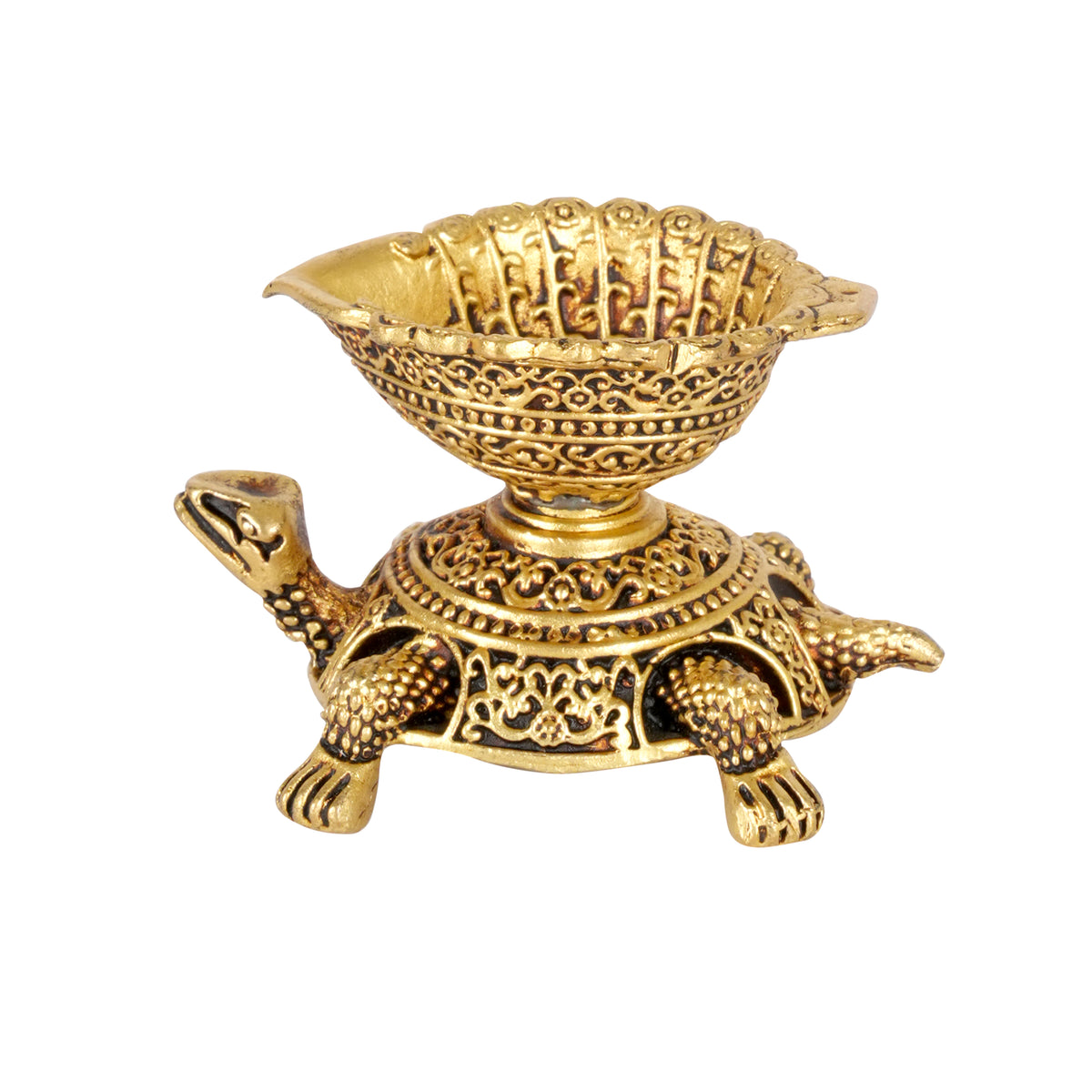 Eternal Light: Handcrafted Brass Turtle Oil Lamp