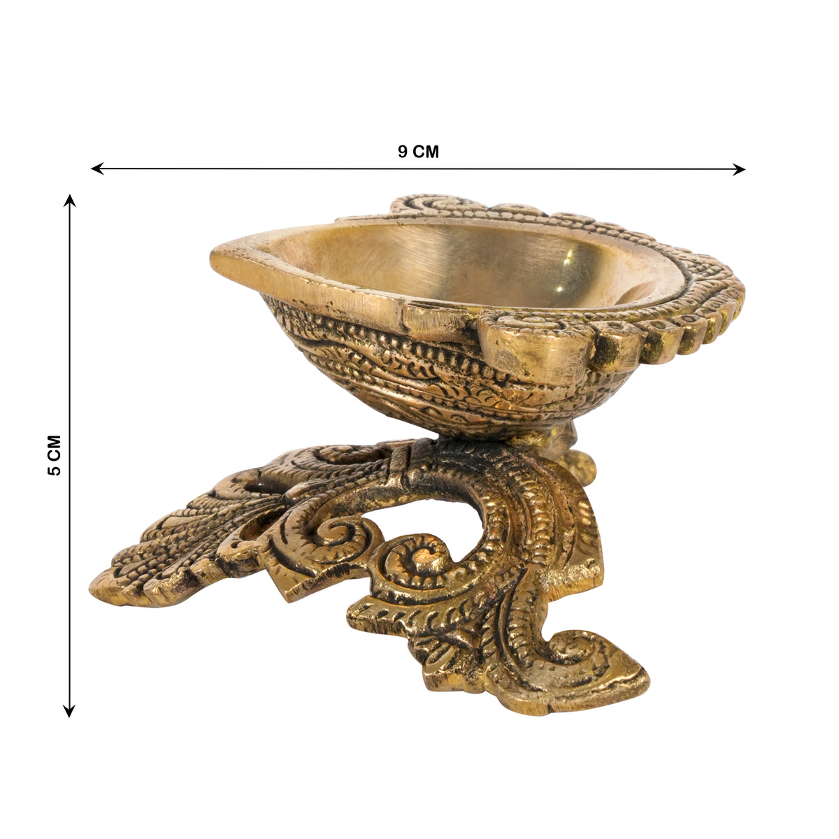 Handcrafted Ornate Brass Leaf Motif Diyas (Oil lamps)