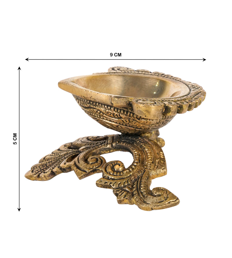 Handcrafted Ornate Brass Leaf Motif Diyas (Oil lamps)