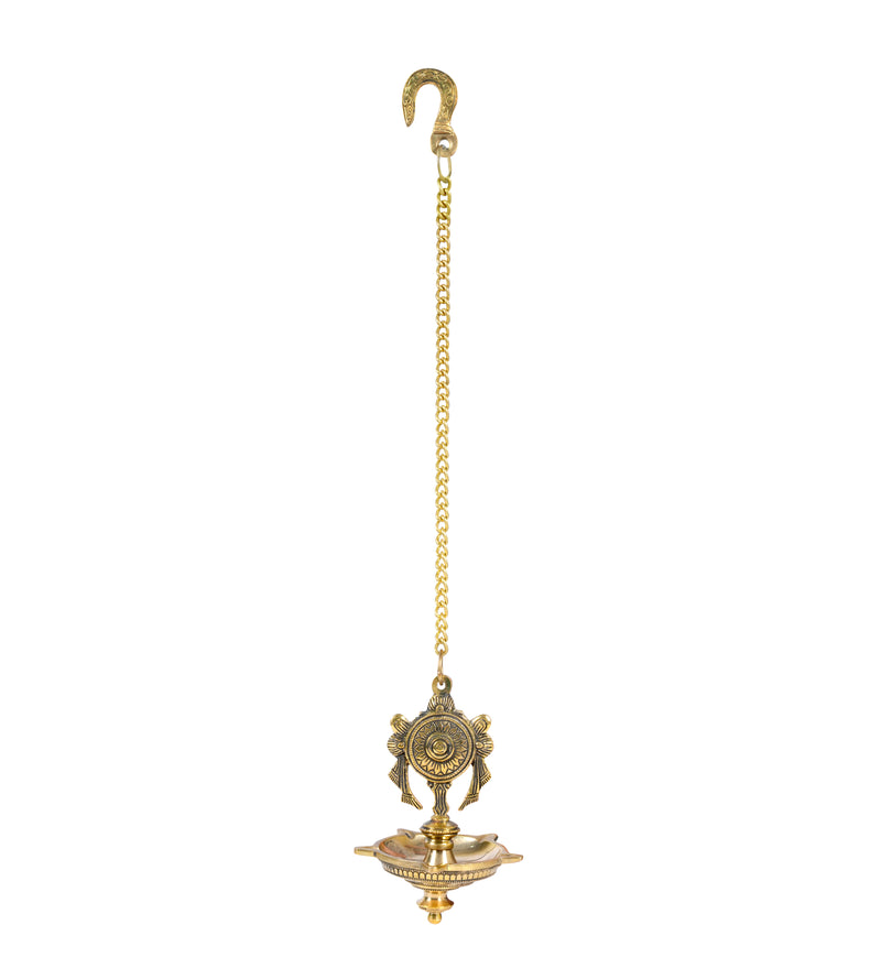 Divine Glow: Handcrafted Brass Hanging Deepam (Oil Lamp)