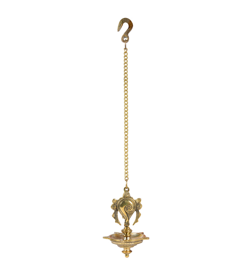 Divine Glow: Handcrafted Brass Hanging Deepam (Oil Lamp)