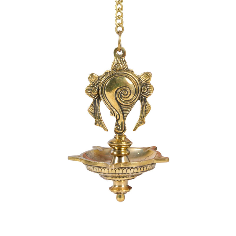 Divine Glow: Handcrafted Brass Hanging Deepam (Oil Lamp)