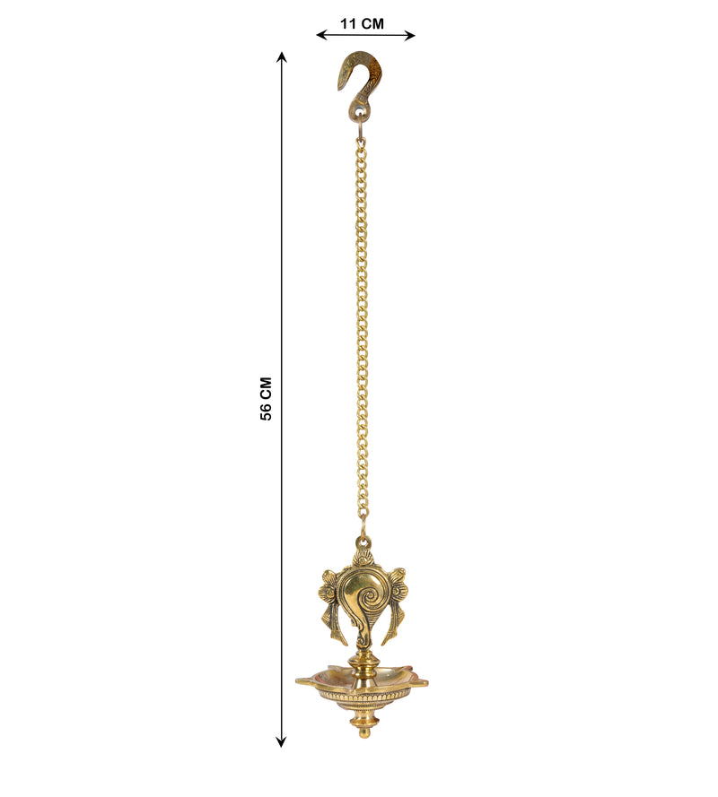 Divine Glow: Handcrafted Brass Hanging Deepam (Oil Lamp)