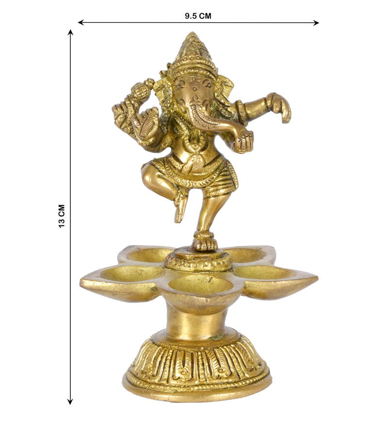 Handcrafted Brass Ganesha Lotus Oil Lamp