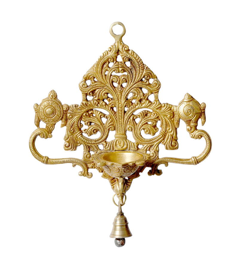 Graceful Glow: Handcrafted Brass Hanging Deepam with Bell