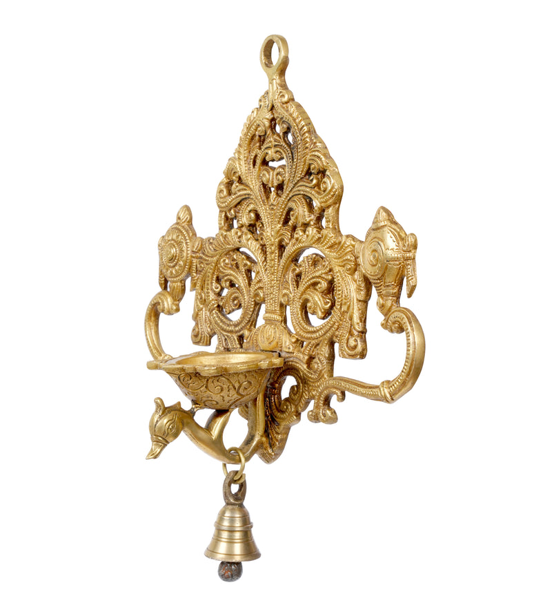 Graceful Glow: Handcrafted Brass Hanging Deepam with Bell