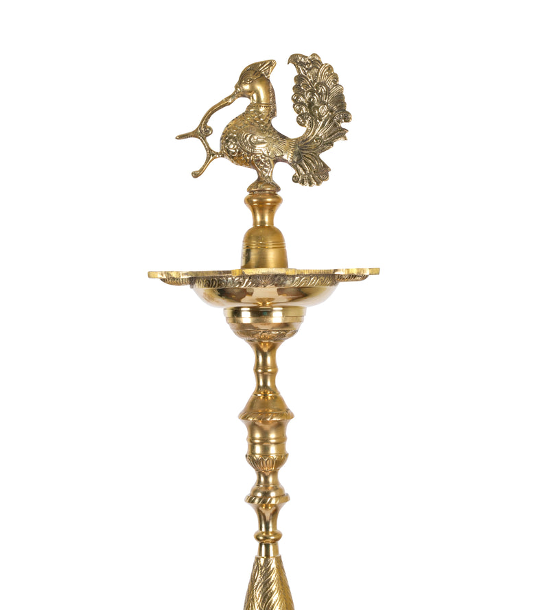 Mayur Deepak: Handcrafted Brass Peacock Standing Oil Lamp
