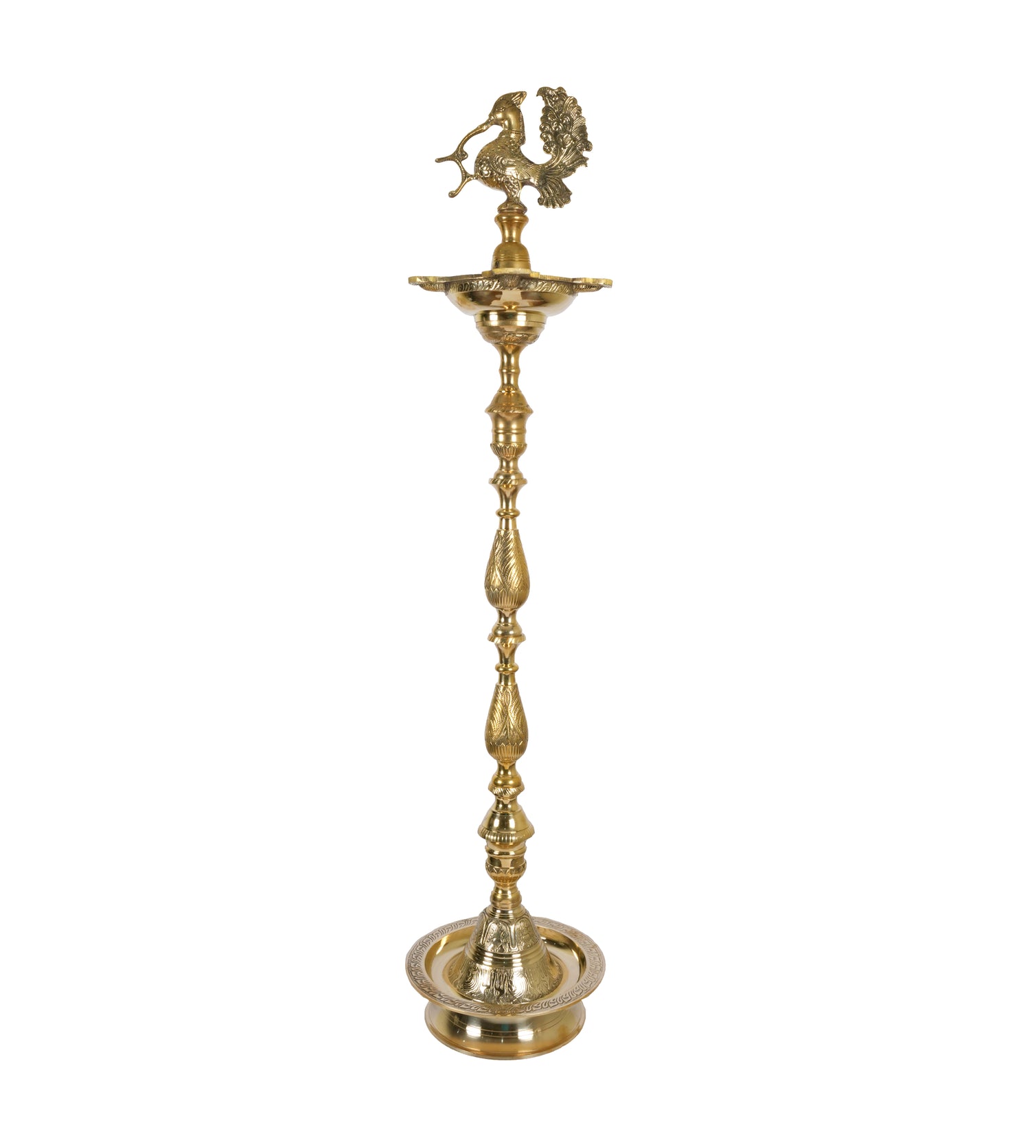 Mayur Deepak: Handcrafted Brass Peacock Standing Oil Lamp