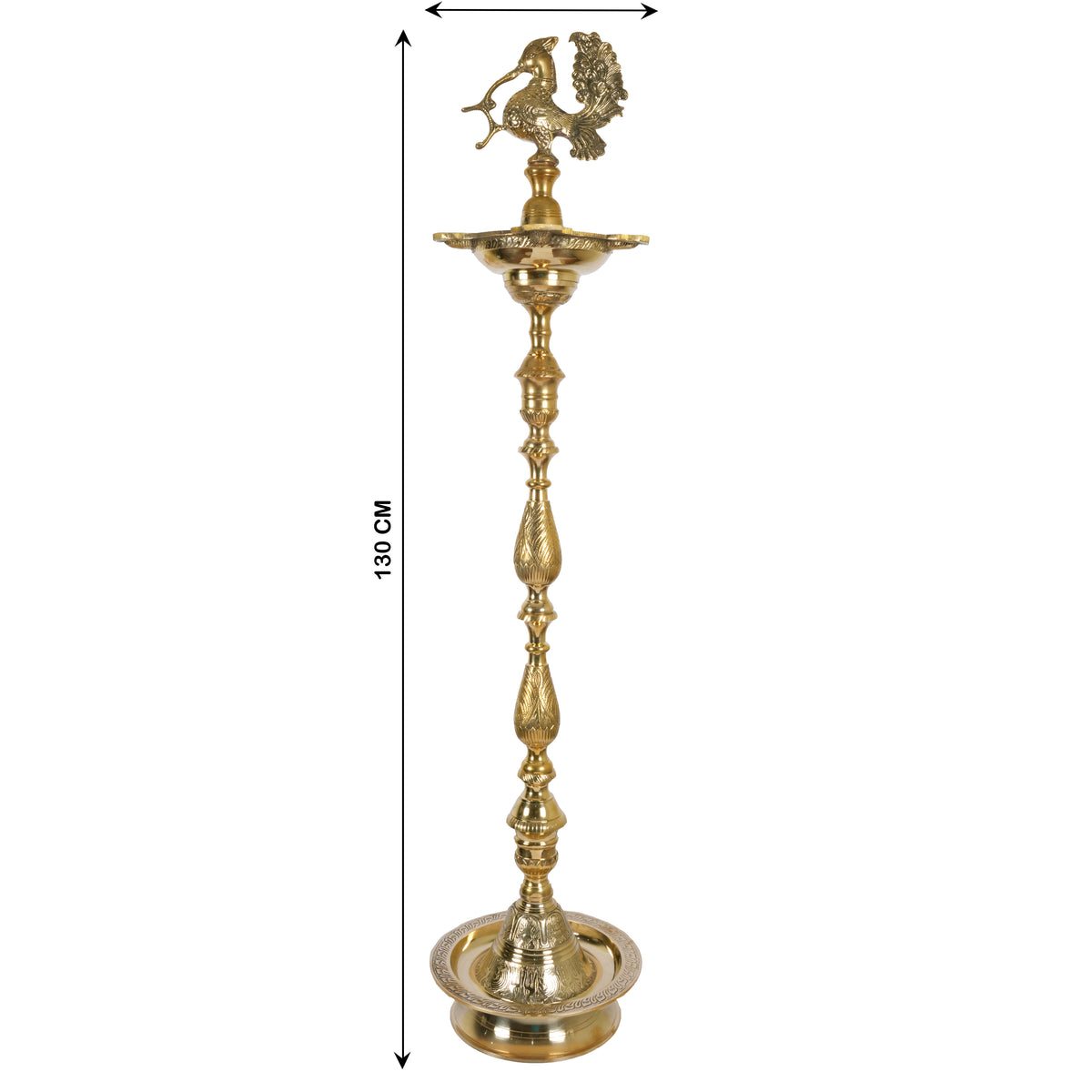 Mayur Deepak: Handcrafted Brass Peacock Standing Oil Lamp