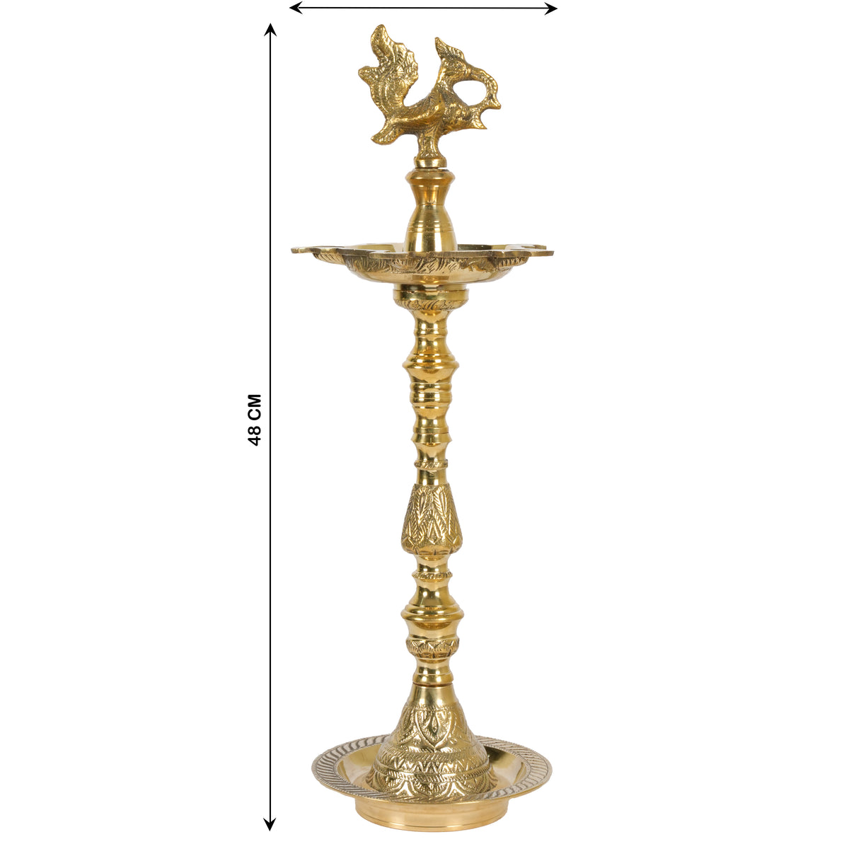 Handcrafted Brass Peacock Vilakku: The Traditional Five-Spout Oil Lamp