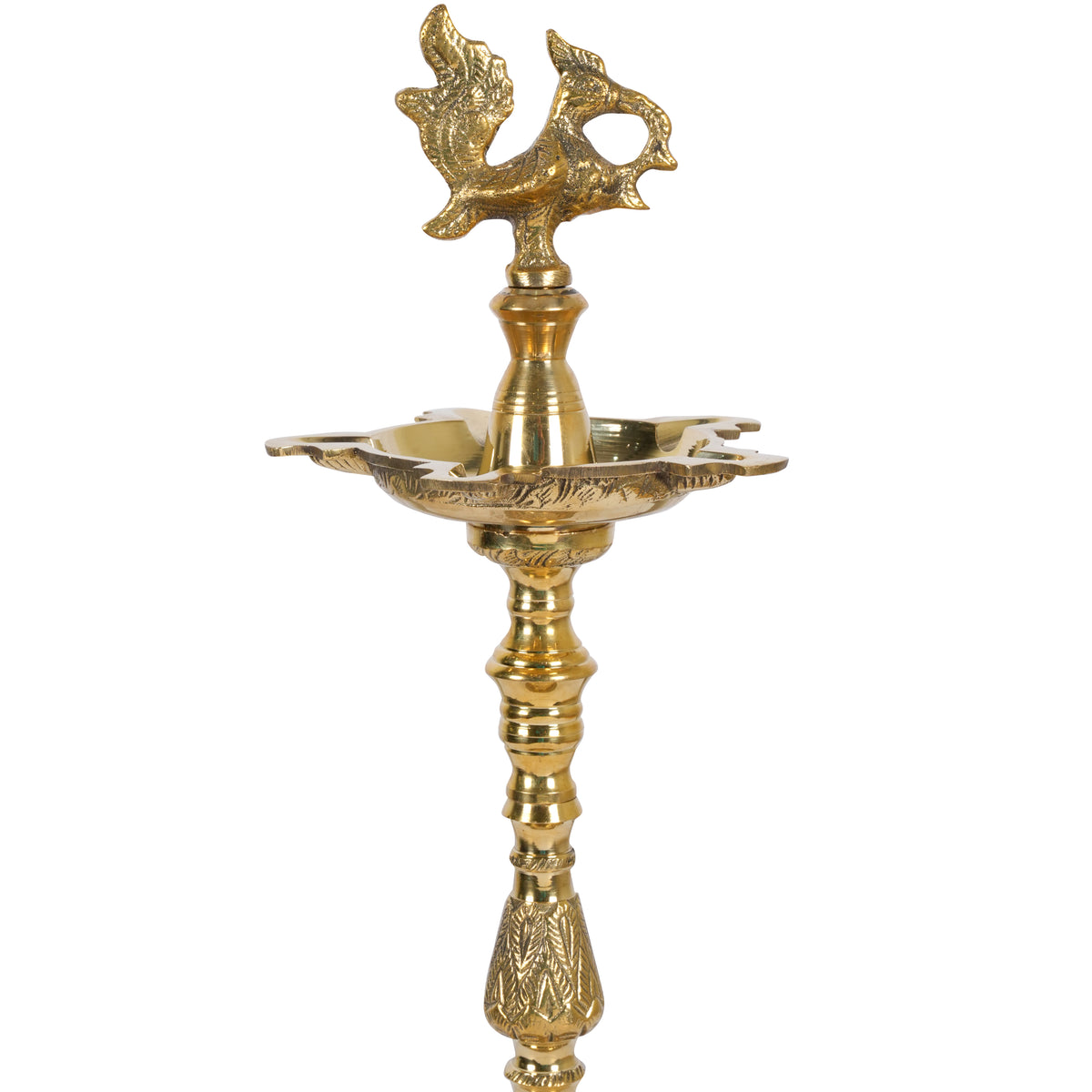 Handcrafted Brass Peacock Vilakku: The Traditional Five-Spout Oil Lamp