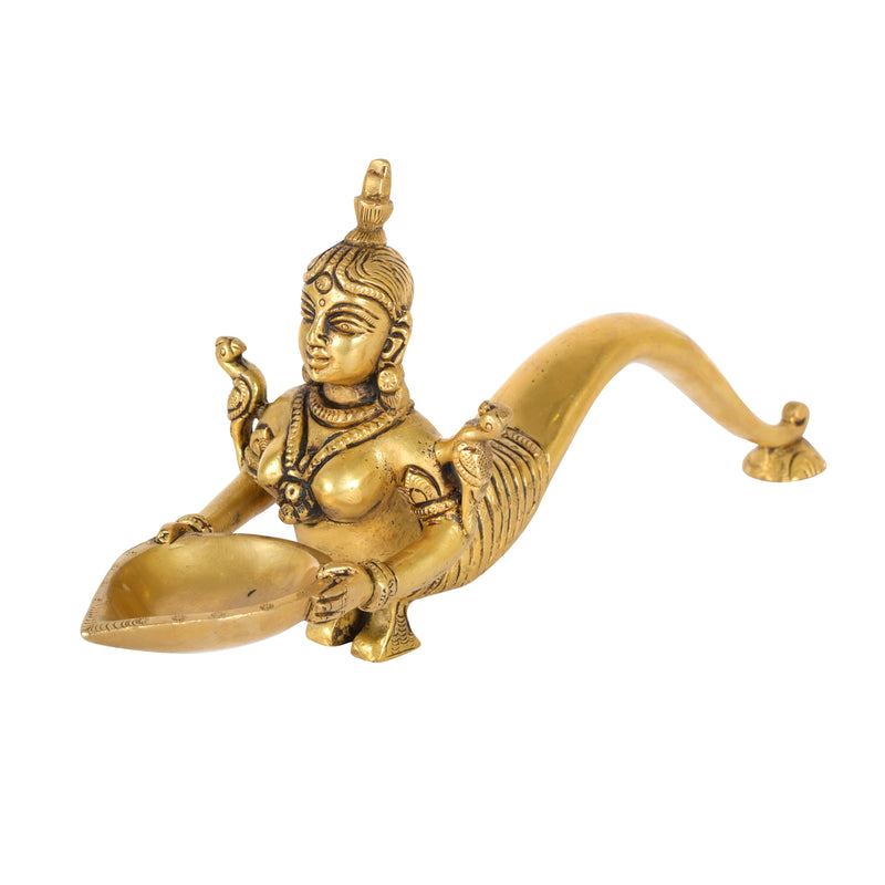 Divine Grace: Handcrafted Brass Matsya Kanya Oil Lamp