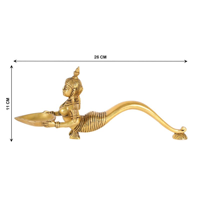 Divine Grace: Handcrafted Brass Matsya Kanya Oil Lamp