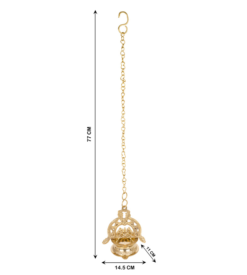 Eternal Glow: Handcrafted Brass Gajalaxmi Hanging Deepam