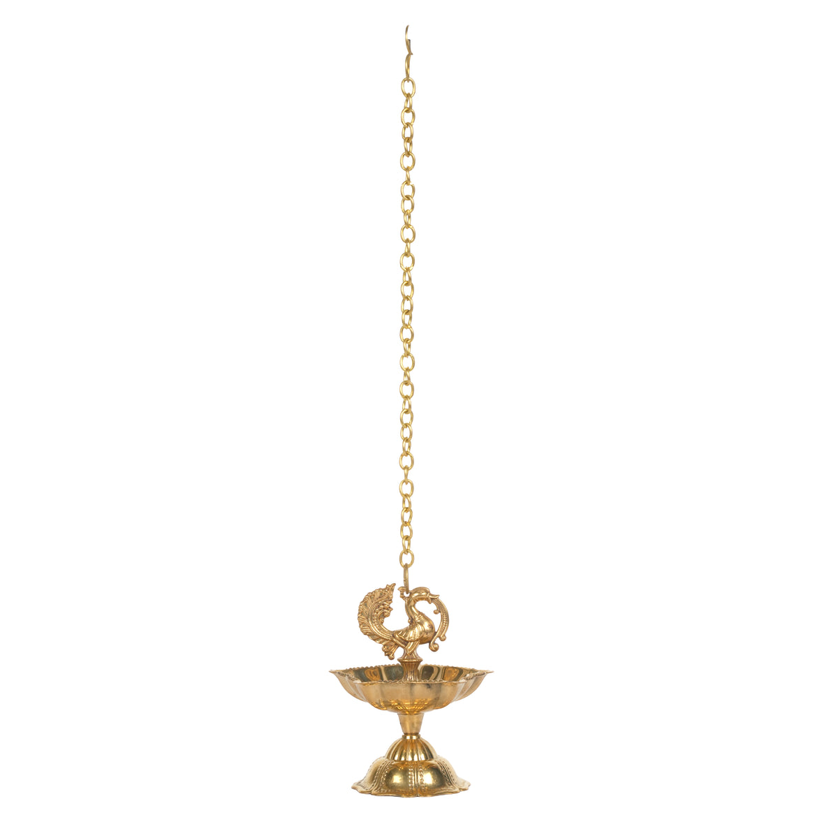 Handcrafted Traditional Brass Thookkuvilakku | Hanging Peacock Oil Diya