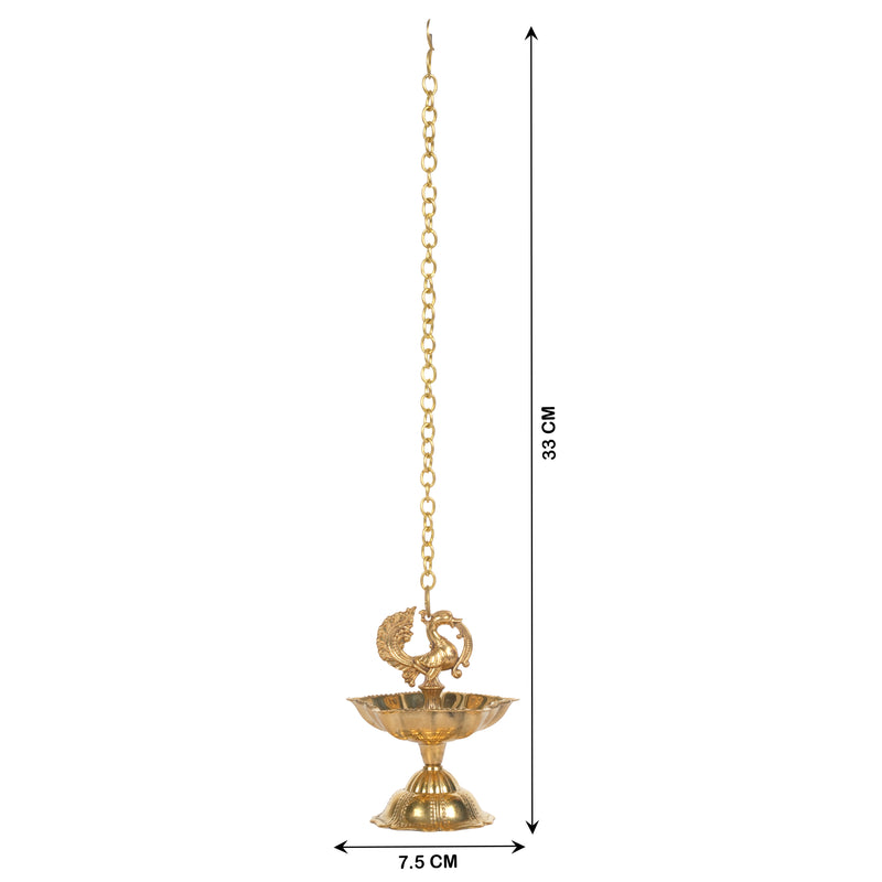 Handcrafted Traditional Brass Thookkuvilakku | Hanging Peacock Oil Diya