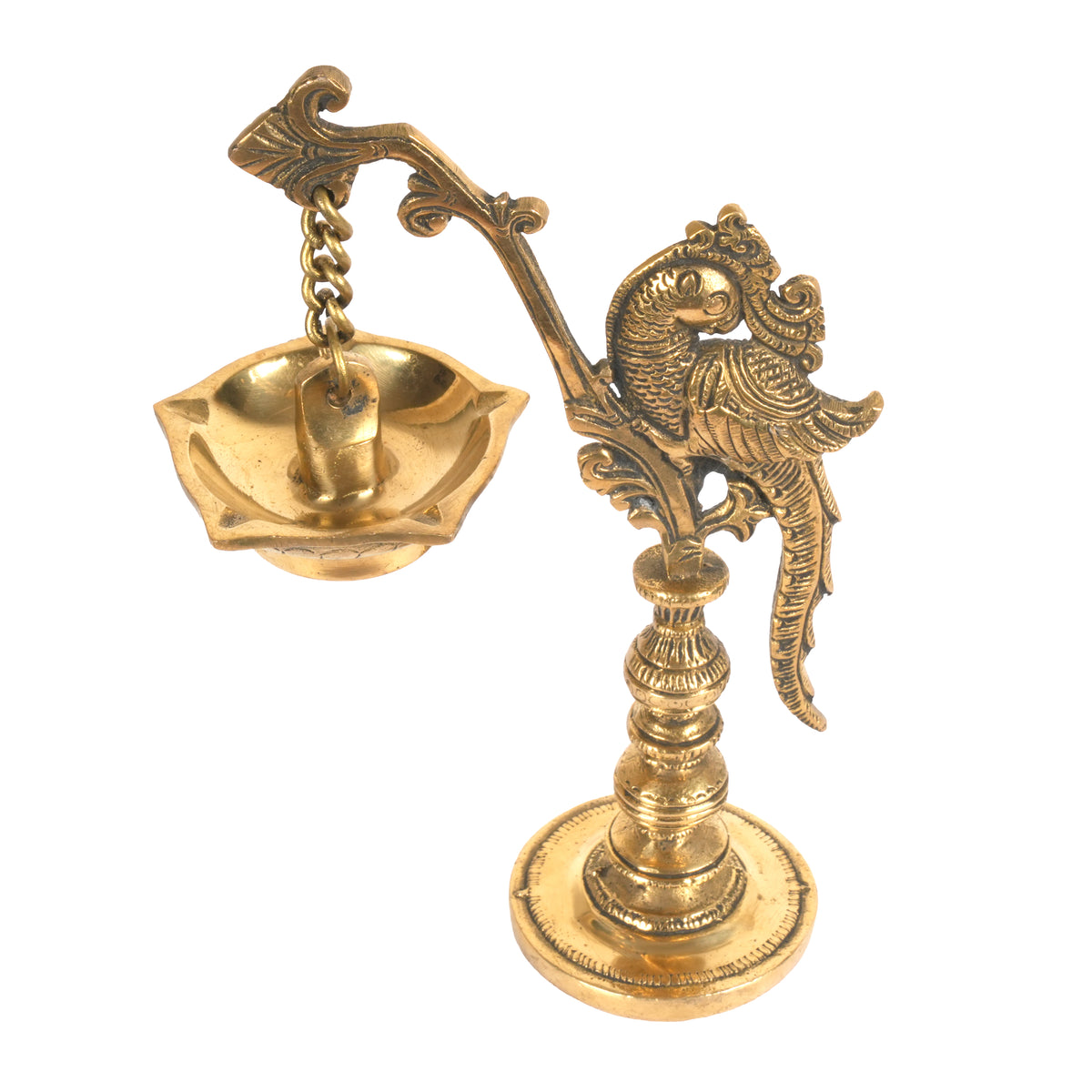 Handcrafted Traditional Brass Peacock Diya | Arch-Hanging Floating Oil Lamp