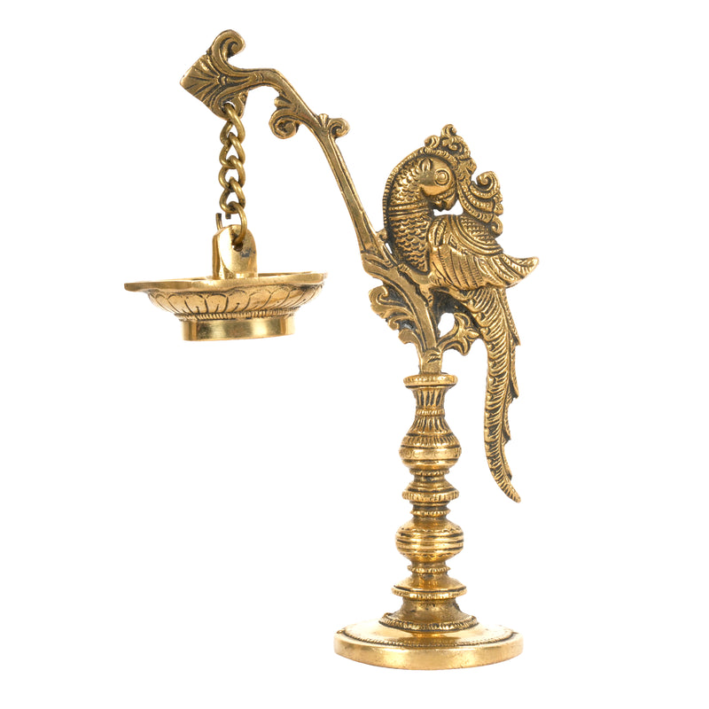 Handcrafted Traditional Brass Peacock Diya | Arch-Hanging Floating Oil Lamp