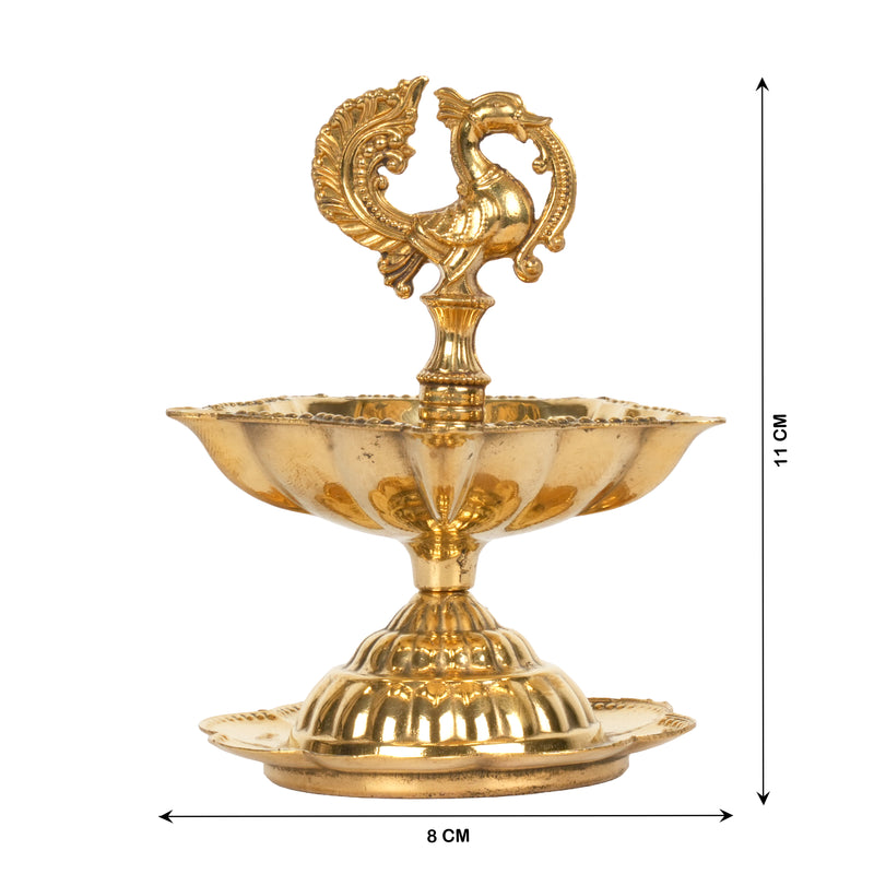 Handcrafted Traditional Brass Peacock Thattu Diya | Cascading Altar Lamp Series