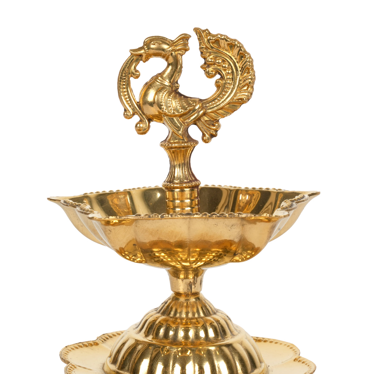 Handcrafted Traditional Brass Peacock Thattu Diya | Cascading Altar Lamp Series