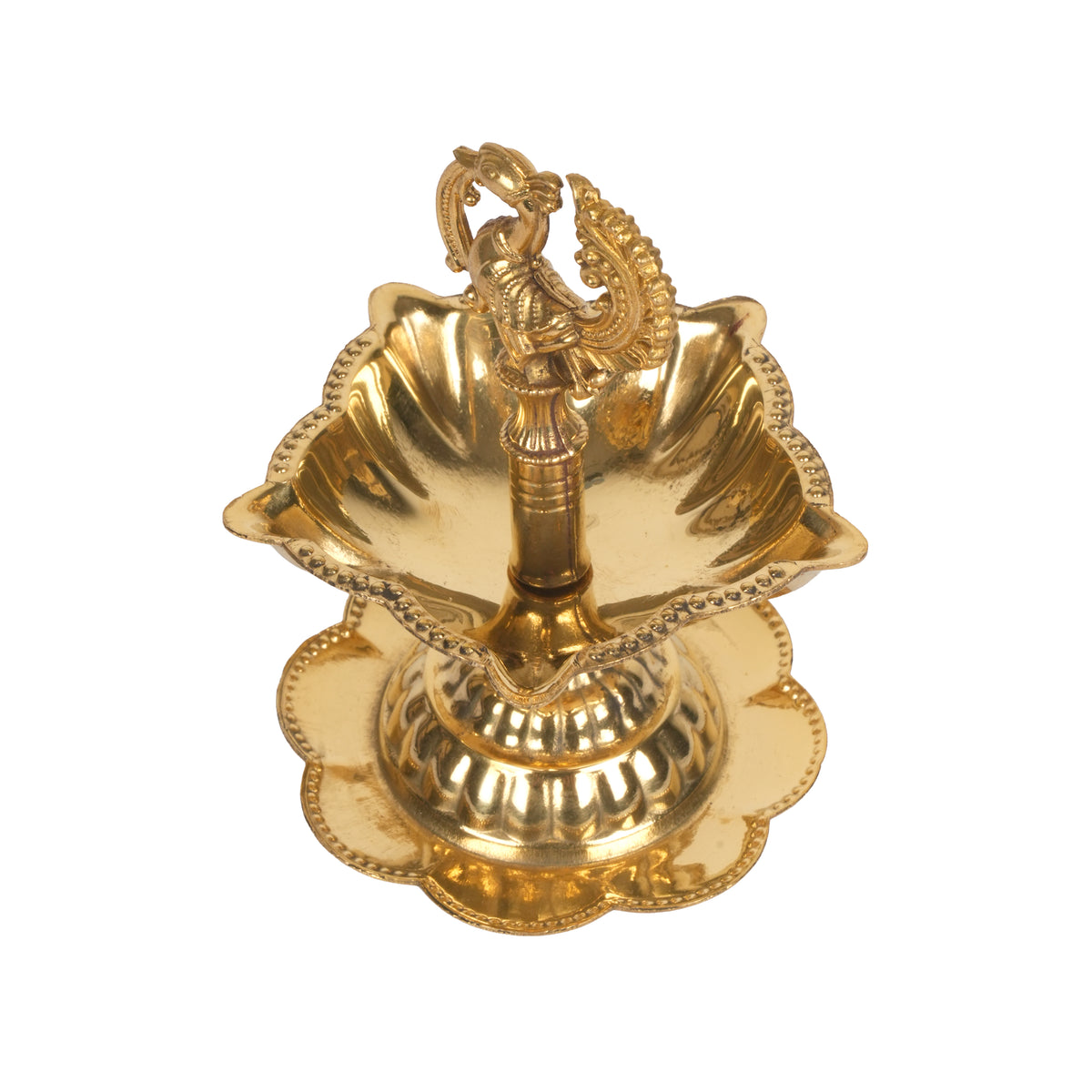 Handcrafted Traditional Brass Peacock Thattu Diya | Cascading Altar Lamp Series