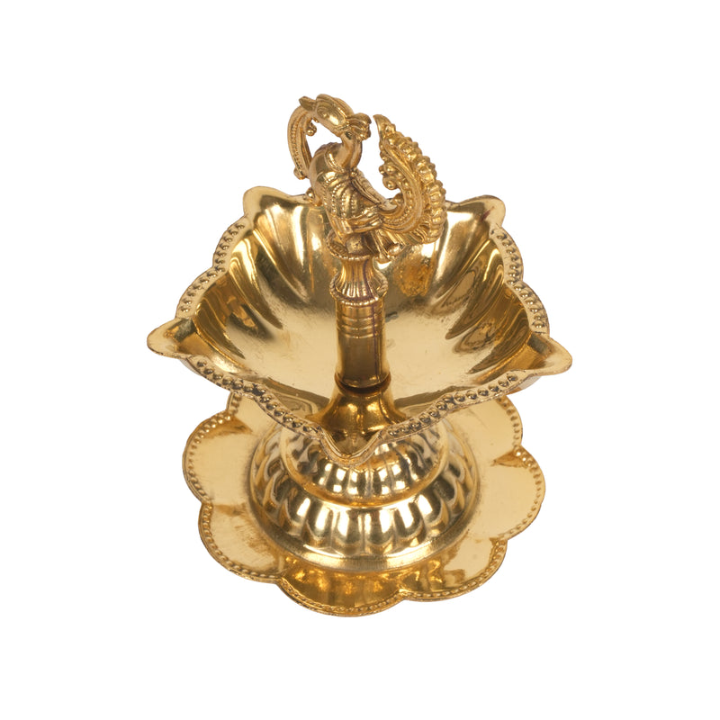 Handcrafted Traditional Brass Peacock Thattu Diya | Cascading Altar Lamp Series