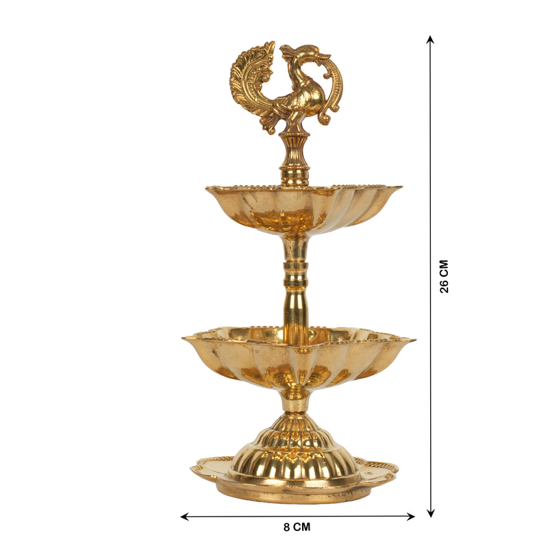 Handcrafted Traditional Brass Peacock Thattu Diya | Cascading Altar Lamp Series