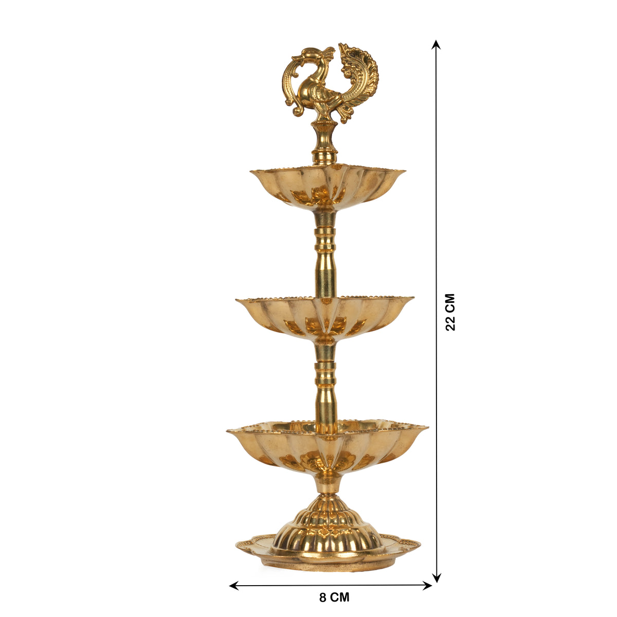 Handcrafted Traditional Brass Peacock Thattu Diya | Cascading Altar Lamp Series