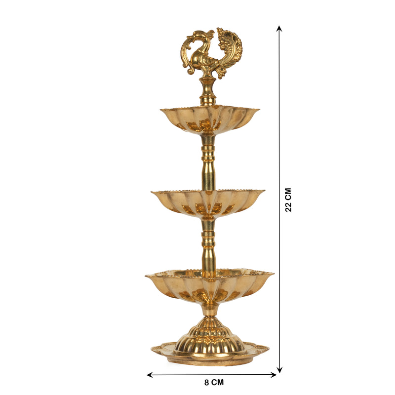 Handcrafted Traditional Brass Peacock Thattu Diya | Cascading Altar Lamp Series
