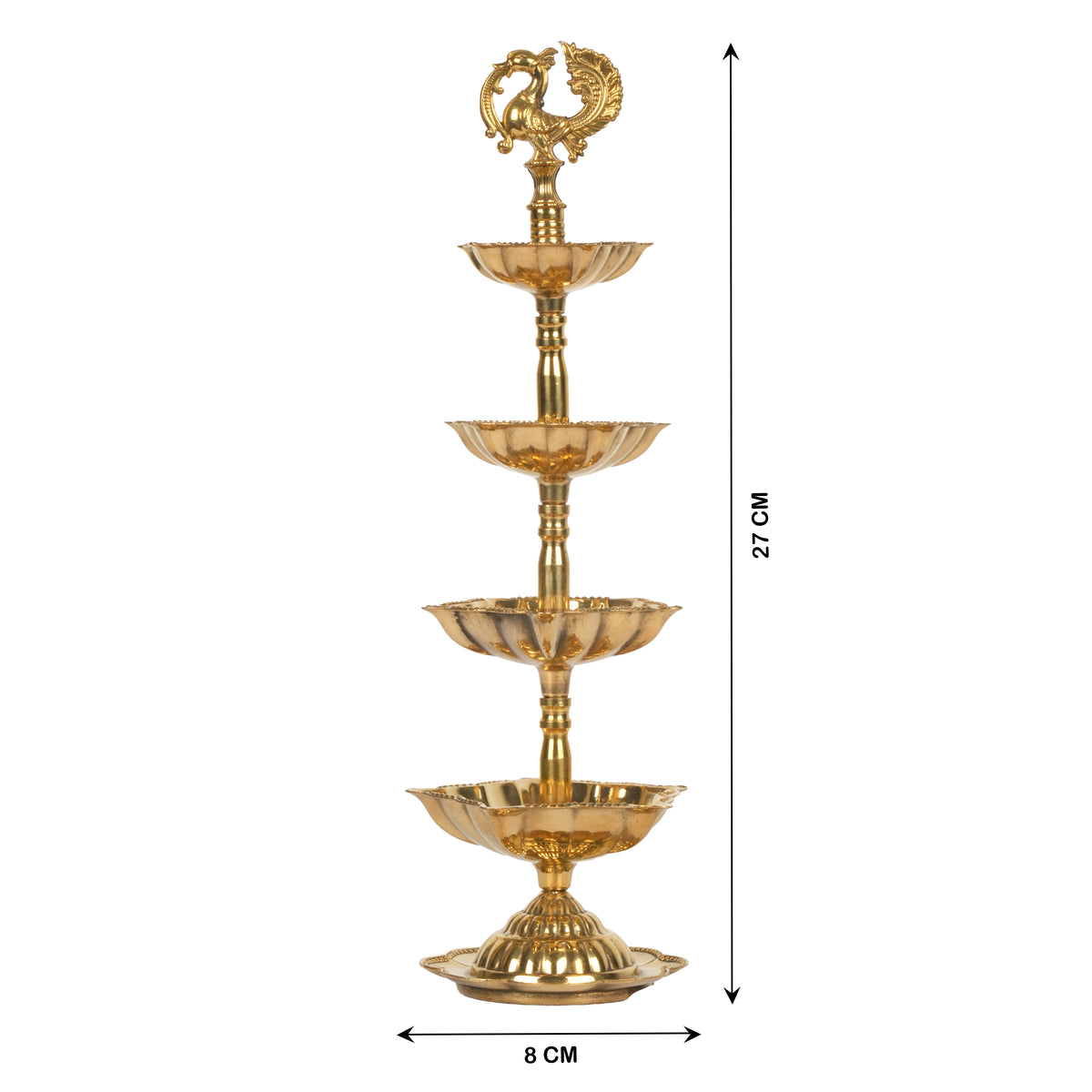 Handcrafted Traditional Brass Peacock Thattu Diya | Cascading Altar Lamp Series