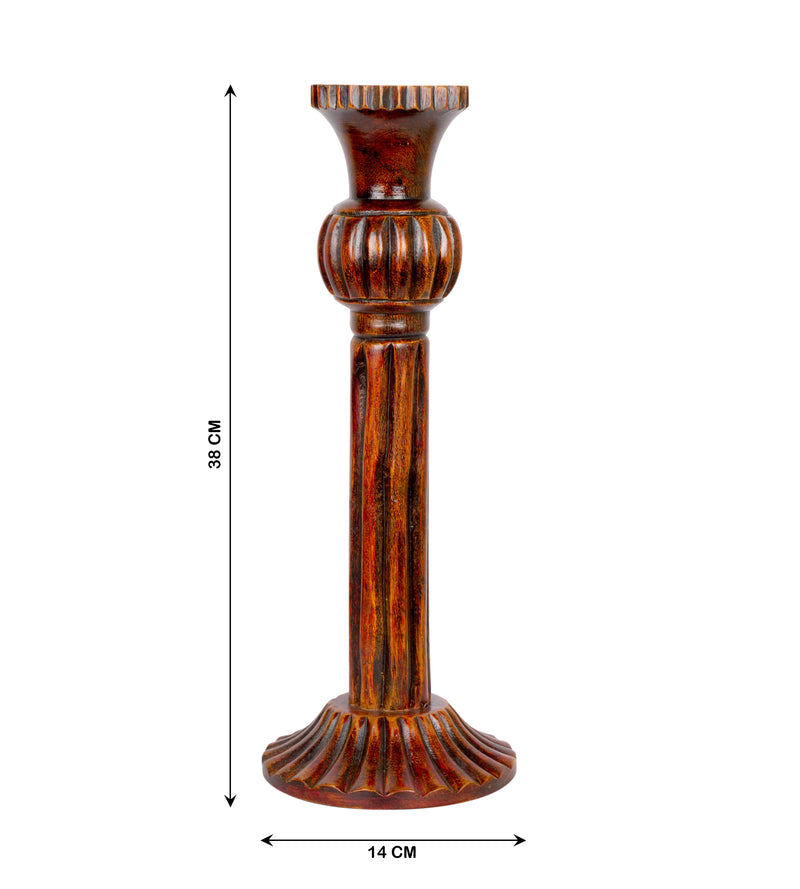 Antique-Style Rajasthani Wooden Candleholders – Rustic Elegance