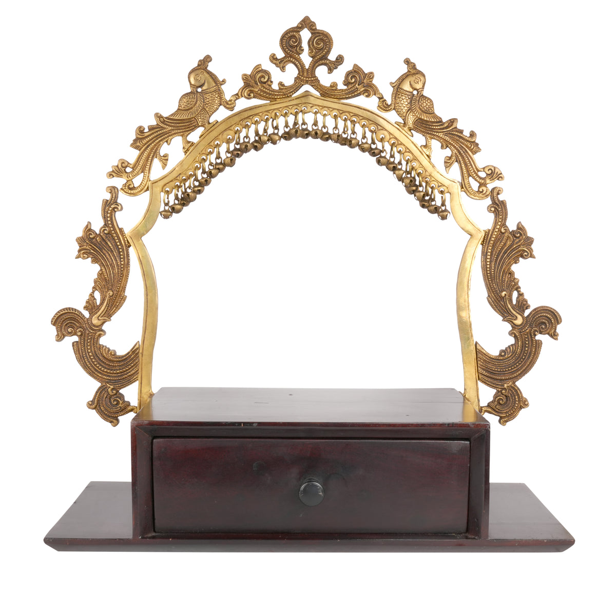Handcrafted Brass and Wooden Decorative Stand – Traditional Indian Craft