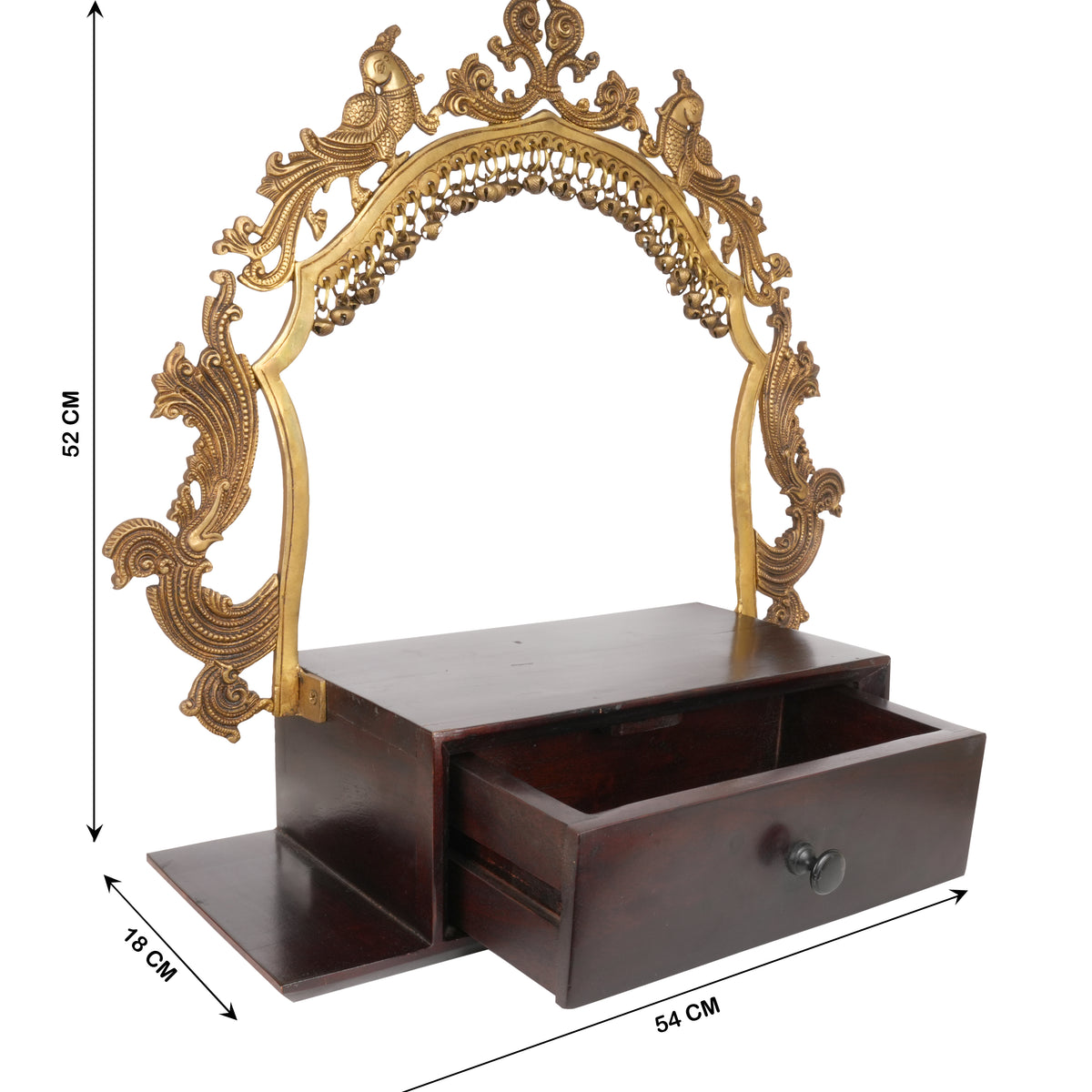 Handcrafted Brass and Wooden Decorative Stand – Traditional Indian Craft