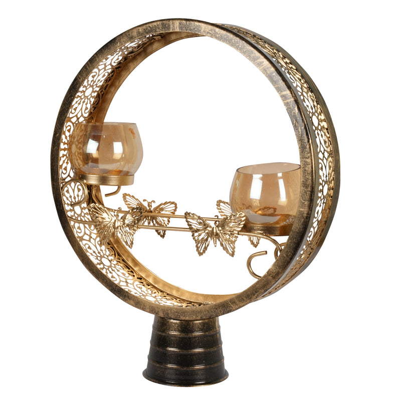 Elegant Metal Candle Holder with Circular Design