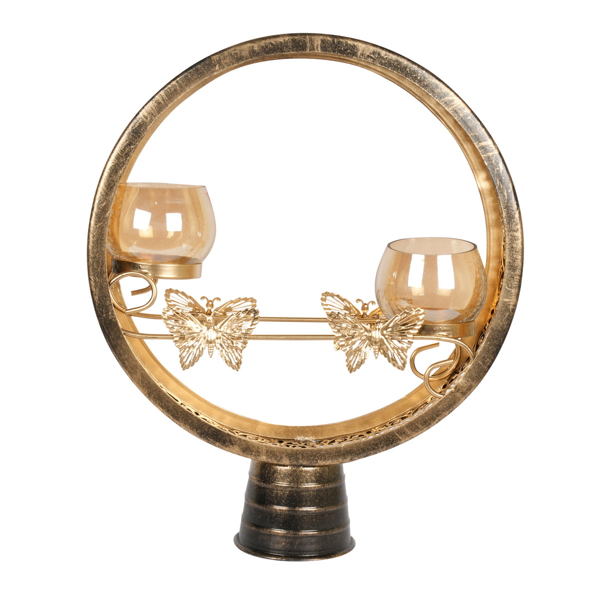 Elegant Metal Candle Holder with Circular Design