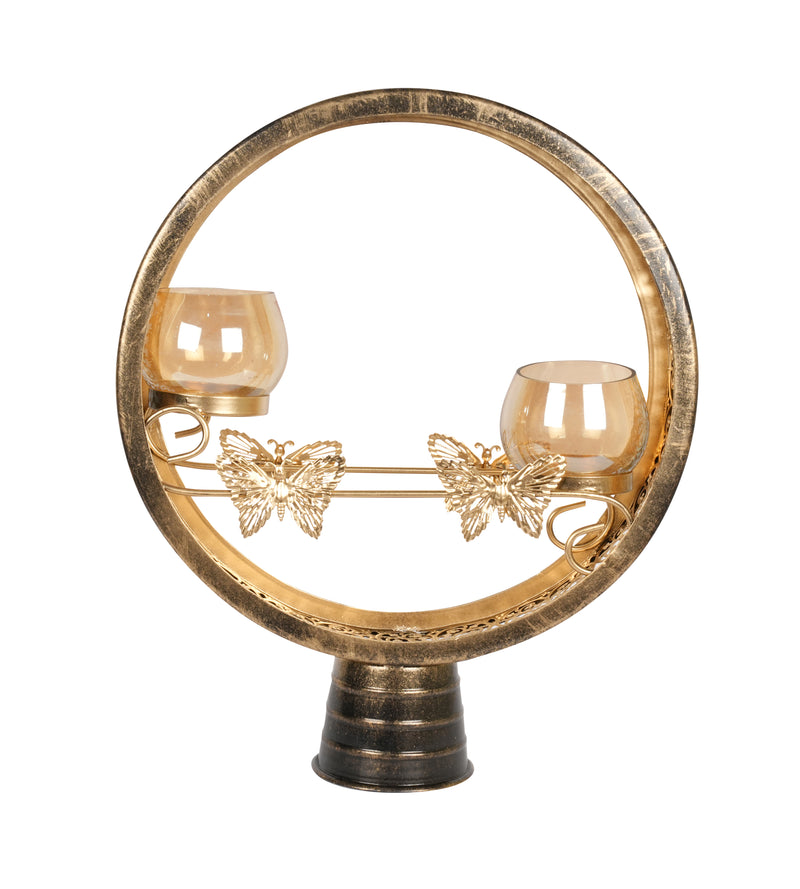 Elegant Metal Candle Holder with Circular Design