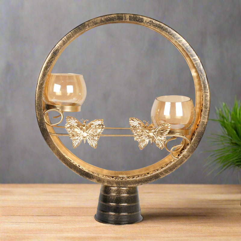 Elegant Metal Candle Holder with Circular Design