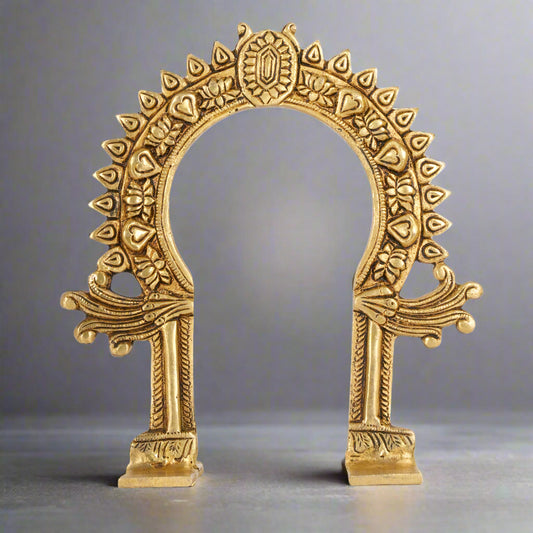 Petite Brass Prabhavali with Lotus & Ornate Motifs