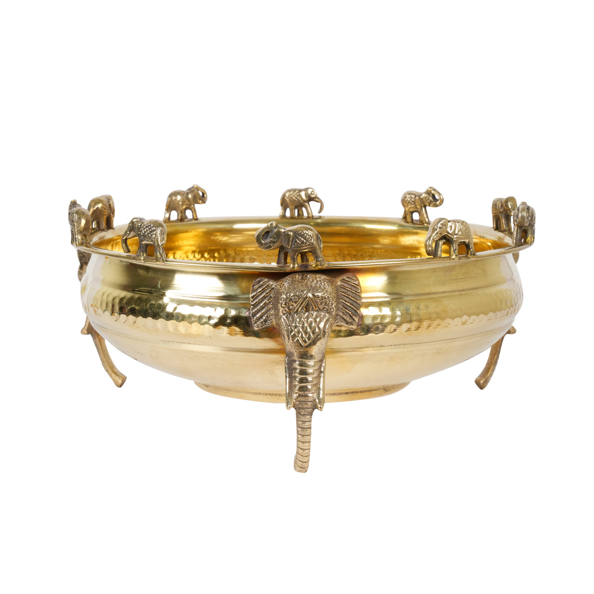 Brass Elephant Motif Urli – A Regal Touch of Tradition