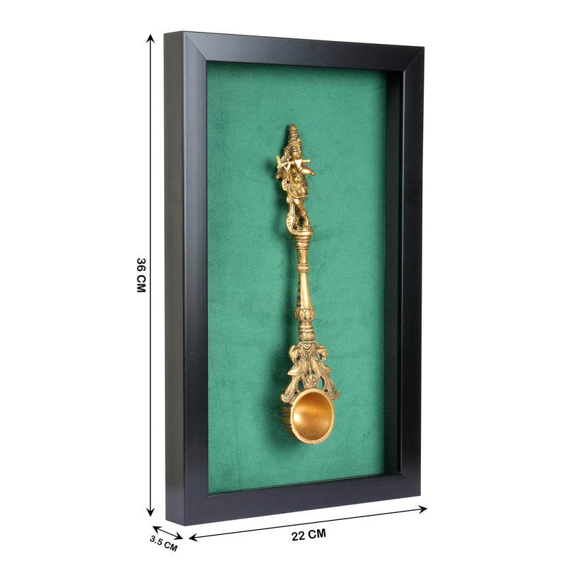 Framed Divine Brass Ritual Spoon