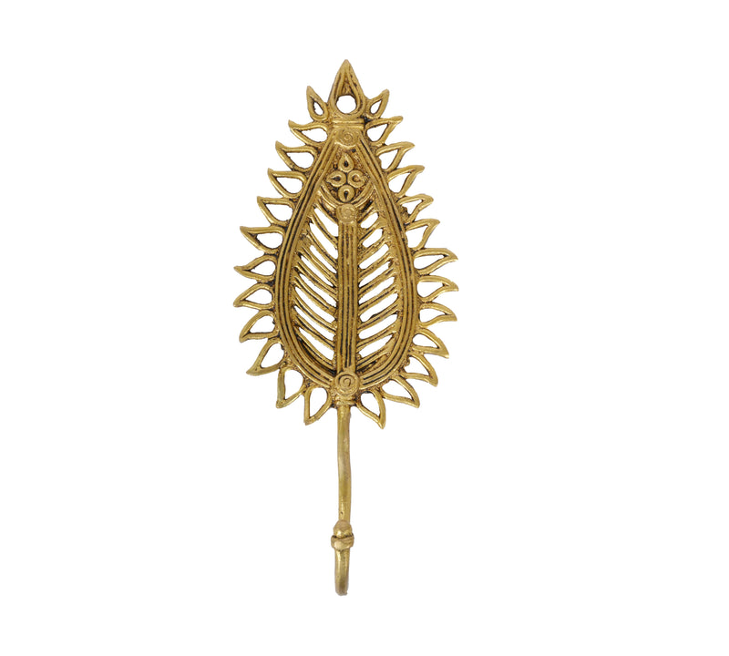 Handcrafted Brass Palm Leaf Wall Hooks
