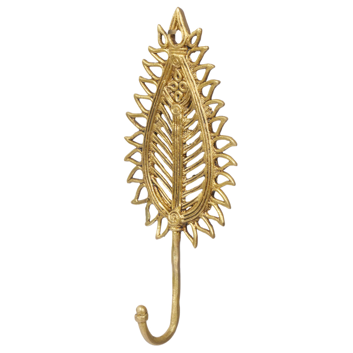 Handcrafted Brass Palm Leaf Wall Hooks