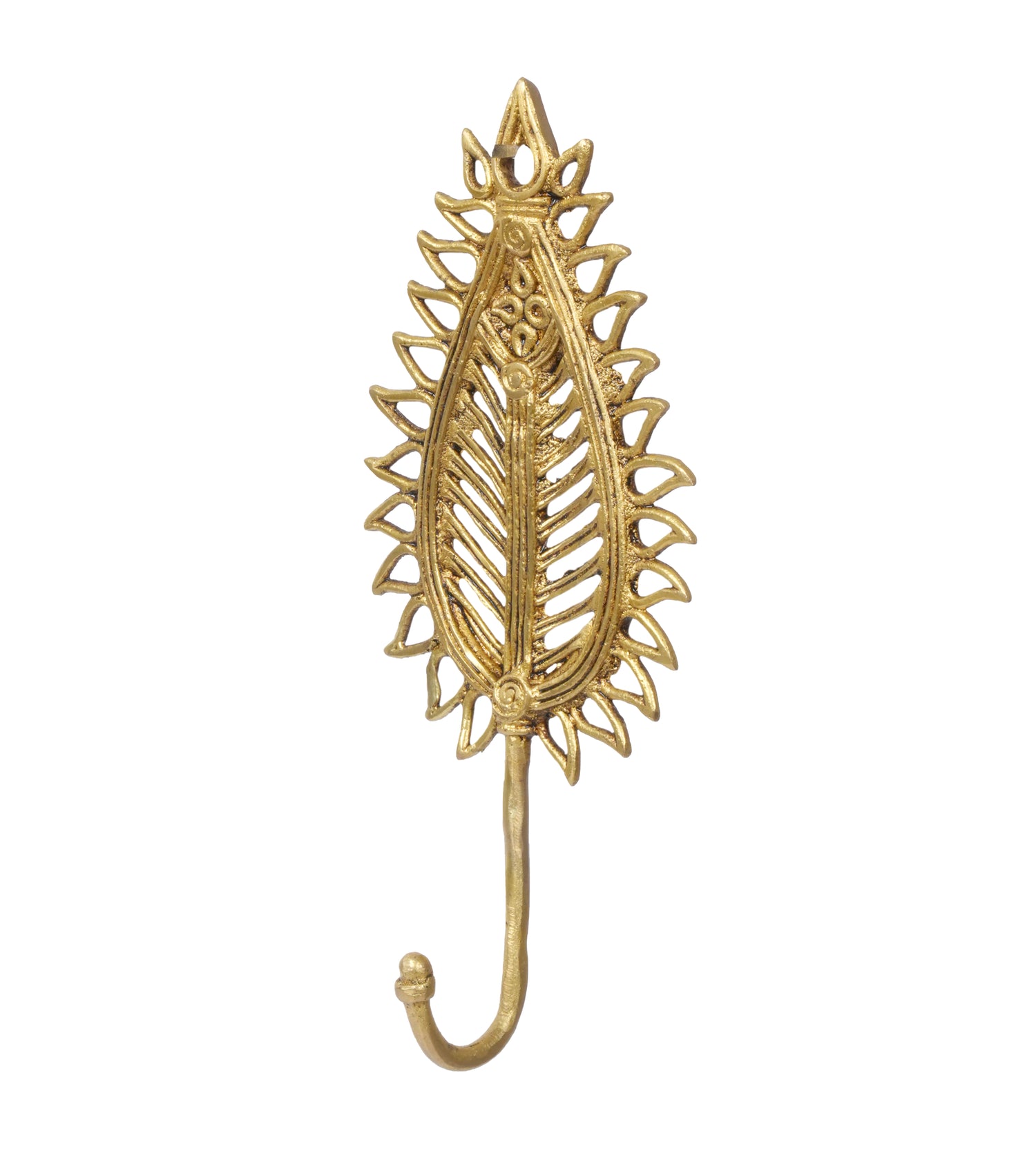 Handcrafted Brass Palm Leaf Wall Hooks