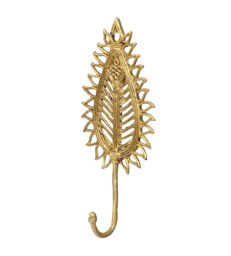 Handcrafted Brass Palm Leaf Wall Hooks