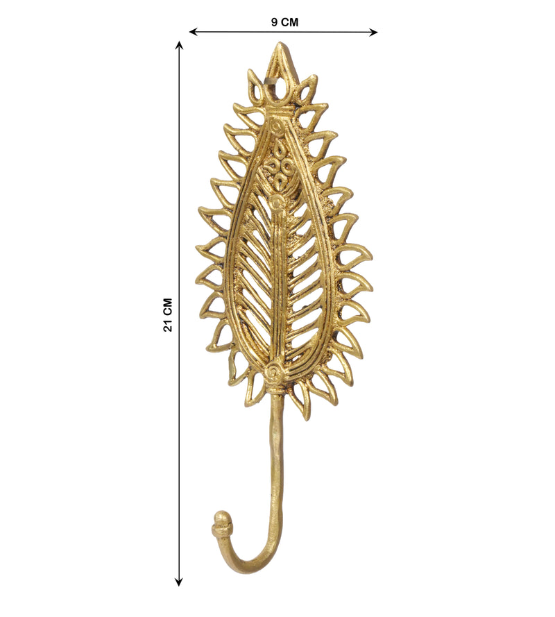 Handcrafted Brass Palm Leaf Wall Hooks