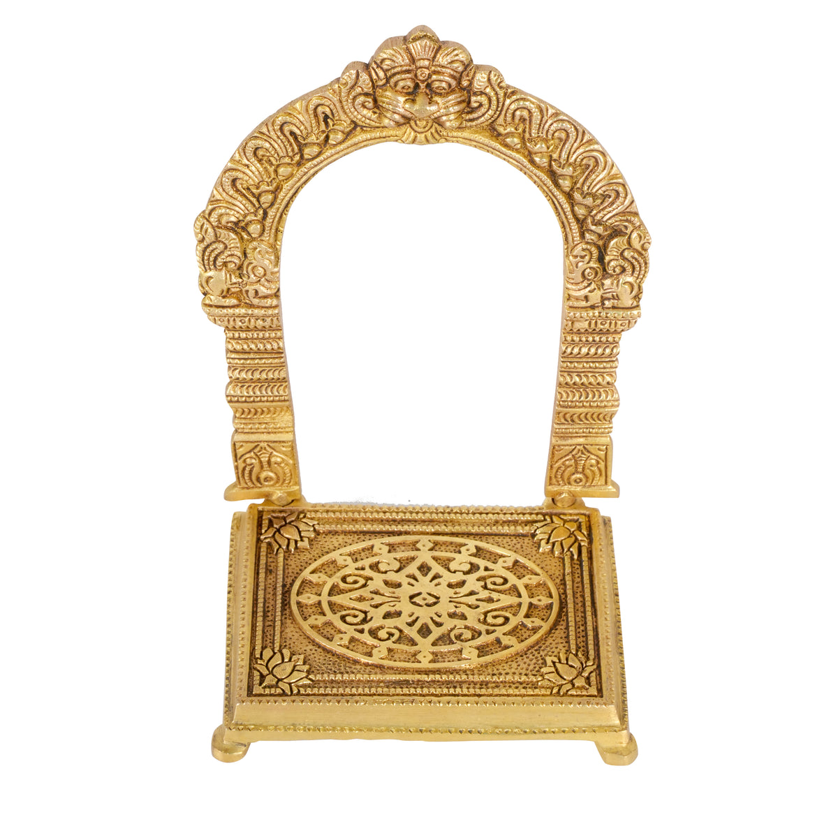 Brass Yali Prabhavali with Base – A Divine Frame for Idols