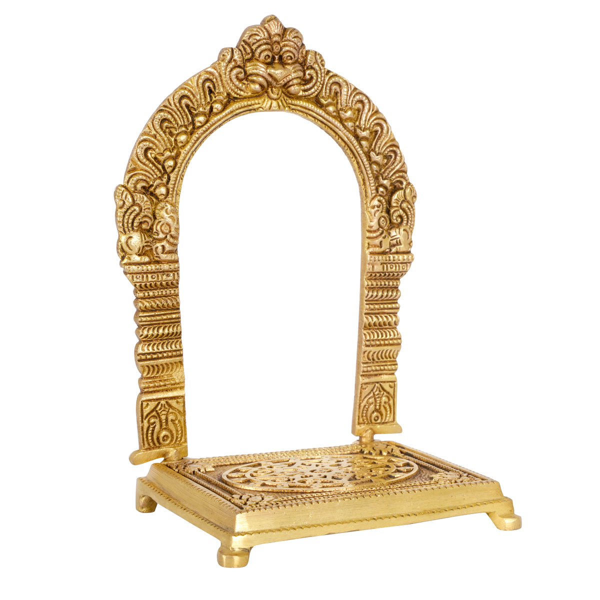 Brass Yali Prabhavali with Base – A Divine Frame for Idols