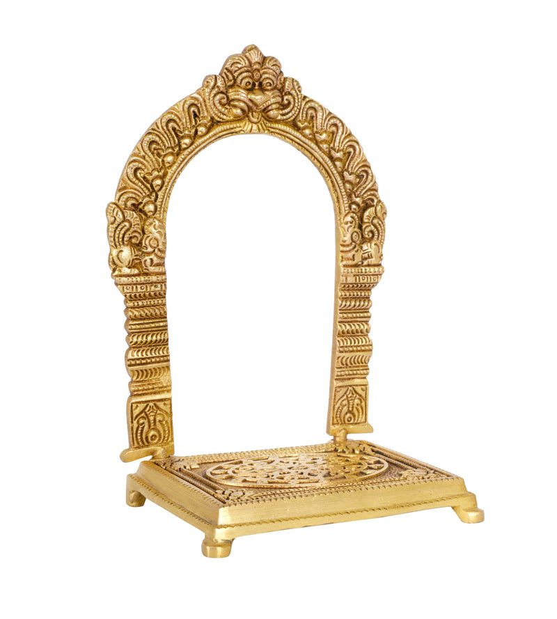 Brass Yali Prabhavali with Base – A Divine Frame for Idols