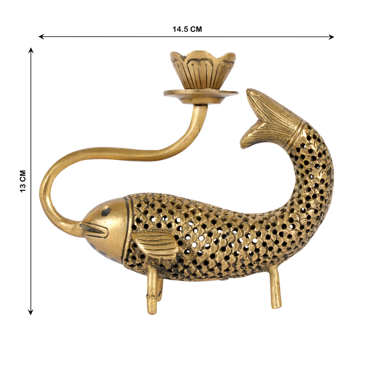 Handcrafted Brass Fish Candle Holder
