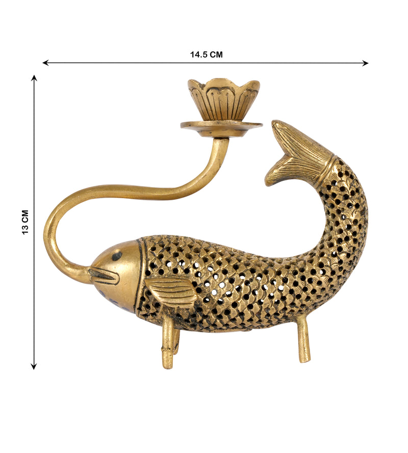 Handcrafted Brass Fish Candle Holder